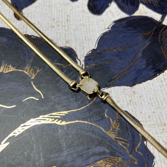 Kendra Scott Long Starla Y Gold and Crystal Geode Pendant Necklace D2 or 3 - Picture 4 of 14